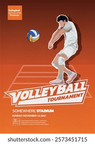 Volleyball Tournament Poster, Championship Sports Event.