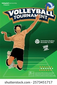 Volleyball Tournament Poster, Championship Sports Event.