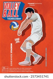 Volleyball Tournament Poster, Championship Sports Event.