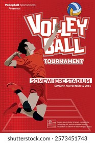 Volleyball Tournament Poster, Championship Sports Event.