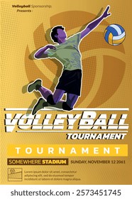 Volleyball Tournament Poster, Championship Sports Event.