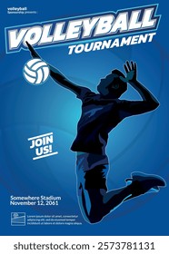 Volleyball Tournament Poster, Championship Sports Event.
