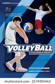 Volleyball Tournament Poster, Championship Sports Event.
