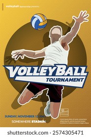 Volleyball Tournament Poster, Championship Sports Event.
