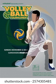 Volleyball Tournament Poster, Championship Sports Event.
