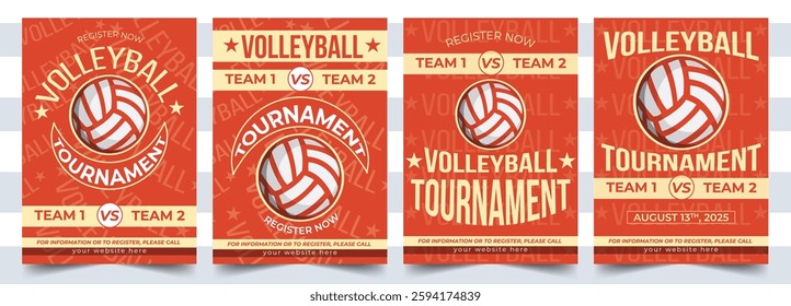 Volleyball Tournament Poster Design. Sports Event Flyer Template.