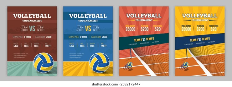 Volleyball Tournament Poster and Flyer Template Vector Design with Bold Typography Engaging Layouts and a Striking Volleyball Ball Element for a Professional and Eye Catching Look.