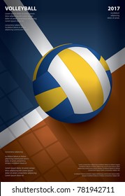 Volleyball Tournament Poster  Template Design Vector Illustration