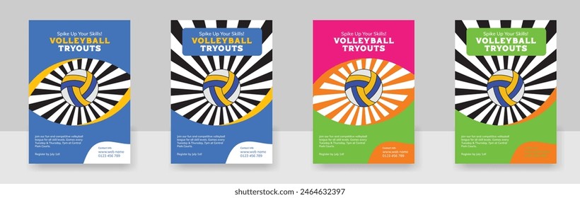 Volleyball tournament posters, flyer with volleyball ball - template vector design