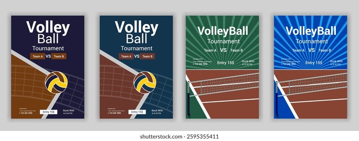 Volleyball tournament posters, flyer with volleyball ball - template vector design vintage flyer award, championship, competition, contest, message, playing, poster, success, vertical