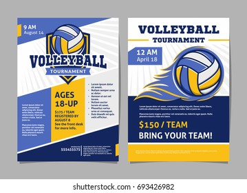 Volleyball tournament posters, flyer with volleyball ball - template vector design - Shutterstock ID 693426982