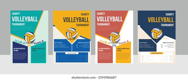 Volleyball tournament posters, flyer with  template Volleyball championship flyer layout design vector. championship posters with volleyball ball vector  tournament posters. 