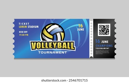 Volleyball tournament sport event ticket paper template