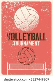 Volleyball Tournament typographical vintage grunge style poster design. Retro vector illustration.