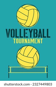 Volleyball Tournament typographical vintage style poster design. Retro vector illustration.