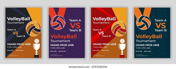 Volleyball tournament, vector illustration Vintage Volleyball Tournament Flyer Template Retro Nostalgic Sports Event Poster Classic Aged Vector Illustration sports ball, volleyball - sport, net