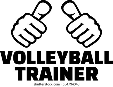 Volleyball trainer with thumbs. T-Shirt design.