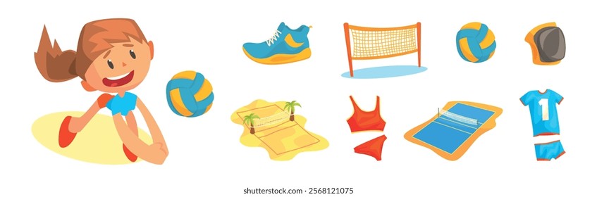 Volleyball Training Sport Game Object and Attribute Vector Set