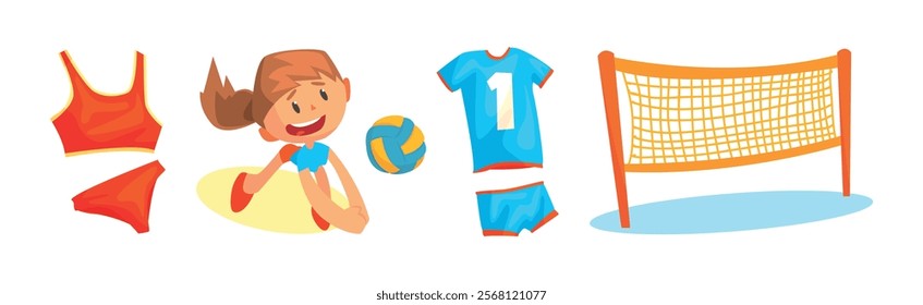 Volleyball Training Sport Game Object and Attribute Vector Set