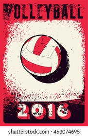 Volleyball typographical vintage grunge style poster. Retro vector illustration.