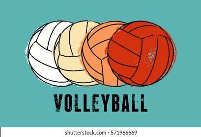 Volleyball typographical vintage grunge style poster. Retro vector illustration.