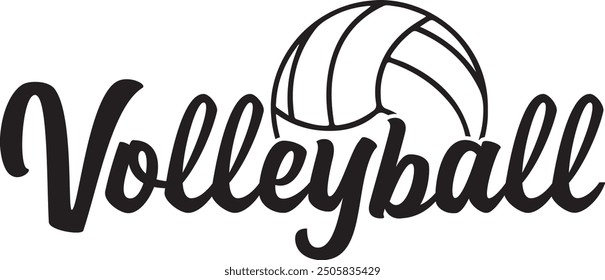 Volleyball typography clip art design on plain white transparent isolated background for card, shirt, hoodie, sweatshirt, apparel, tag, mug, icon, poster or badge