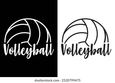 Volleyball Typography, Volleyball Vector, vector, Volleyball Lineart, Volleyball silhouette, Sports silhouette