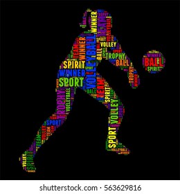 Volleyball Typography Word Cloud Colorful Vector Stock Vector (Royalty ...