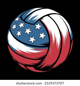 Volleyball With USA Flag .