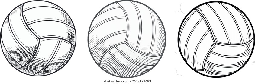 volleyball vector with black lines. Volleyball silhouette on white background