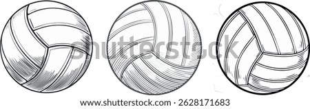 volleyball vector with black lines. Volleyball silhouette on white background