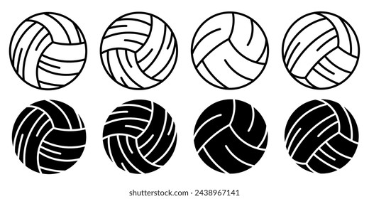 Volleyball. Vektor-Sammlung von Volleyball-Icon-Illustrationen. Schwarzes Symboldesign.
