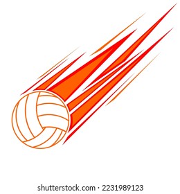 Volleyball-Vektorsymbol mit Brandgeschwindigkeit auf weißem Hintergrund. Ideal für Ballsportlogos.