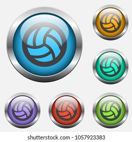 volleyball vector icon on color glass buttons