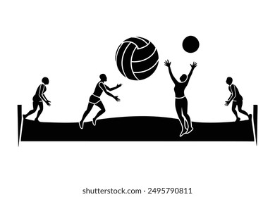 Volleyball Vector Illustration: Cartoon and Line Art Design for Printable Graphics