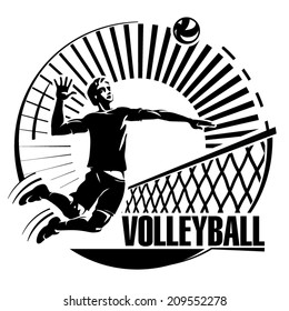 Volleyball. Vector illustration in the engraving style