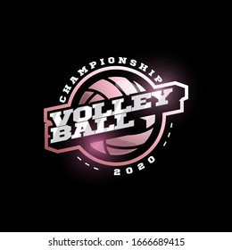 Volleyball vector logo. Modern professional Typography sport retro style vector emblem and template logotype design. Volleyball colorful logo