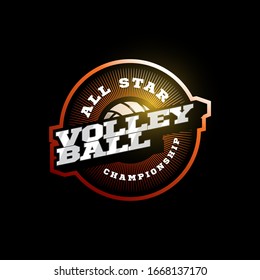 Volleyball vector logo. Modern professional Typography sport retro style vector emblem and template logotype design. Volleyball colorful logo