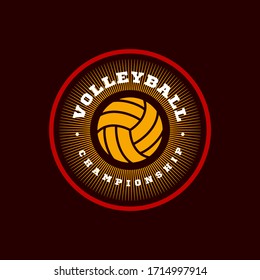 Volleyball vector logo. Modern professional Typography sport retro style vector emblem and template logotype design. Volleyball colorful logo