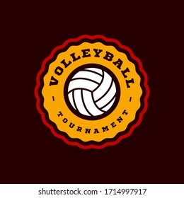 Volleyball vector logo. Modern professional Typography sport retro style vector emblem and template logotype design. Volleyball colorful logo