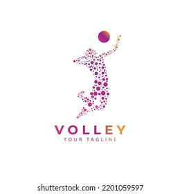 Volleyball vector logo  volleyball player  jump smash  symbol design illustration