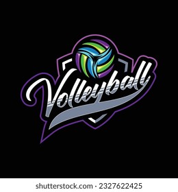 Volleyball vector mascot esport logo emblem design modern style. Vector illustration