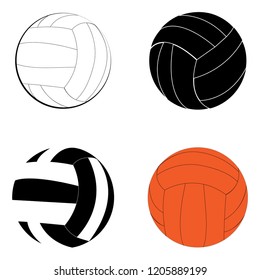 Volleyball vector set with black and white and color