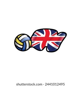 Volleyball vector with united kingdom national flag design