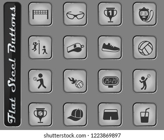 volleyball vector web icons on the flat steel buttons