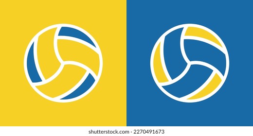 Volleyballvektor auf Gelb, Blau und Weiß.