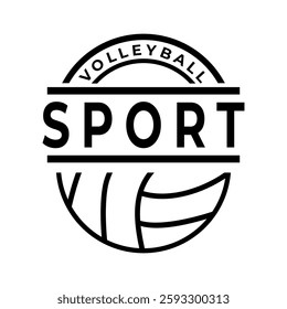 Volleyball vintage logo design template. volleyball line art logo icon
