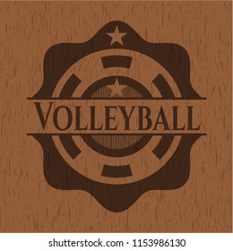Volleyball vintage wooden emblem
