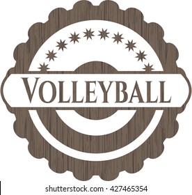 Volleyball vintage wooden emblem