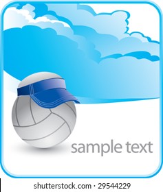 volleyball with visor on cloud background